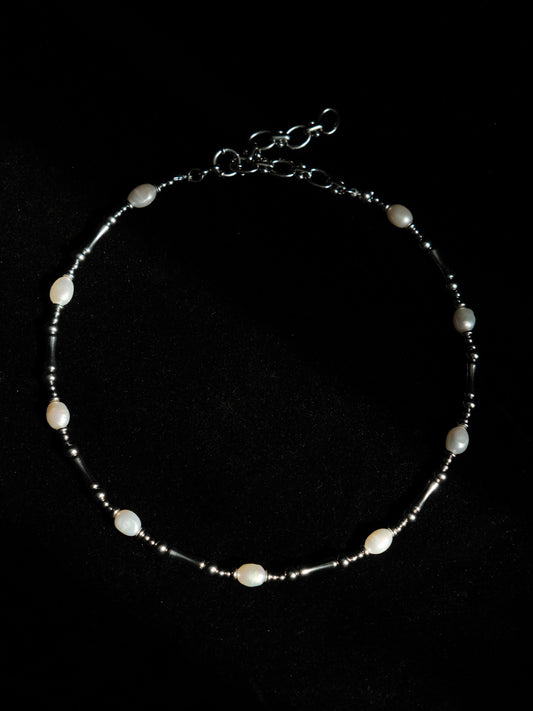 Elegant Titanium Steel & Freshwater Pearl Necklace