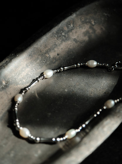 Elegant Titanium Steel & Freshwater Pearl Necklace