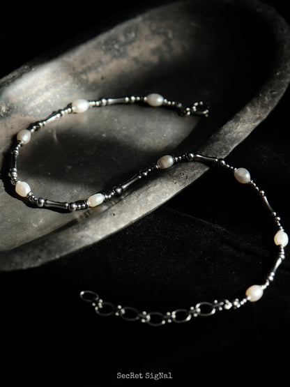 Elegant Titanium Steel & Freshwater Pearl Necklace